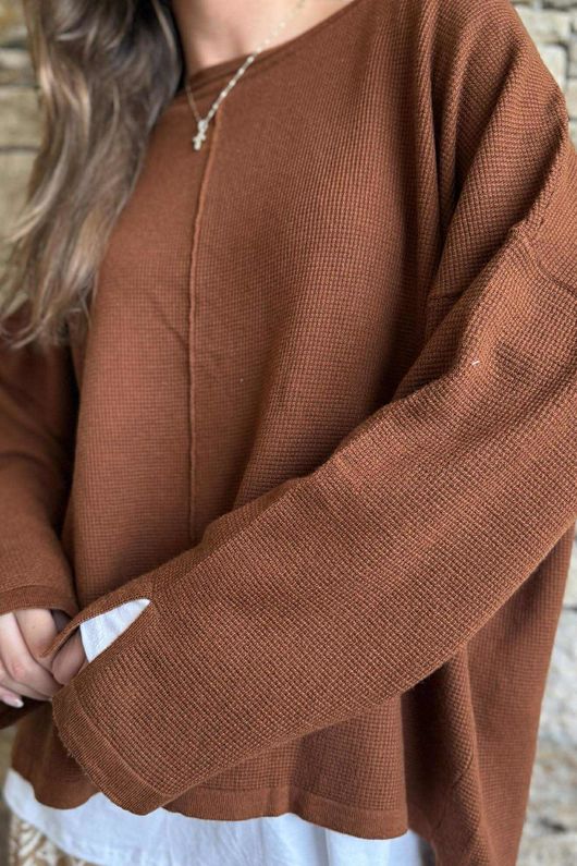 Frankie Waffle Box Knit Amaretto /25=